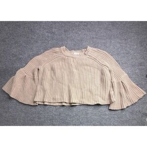 We're All Pretty Girls Crop Knit Bell Sleeve Sweater Cotton Beige‎ Womens Medium